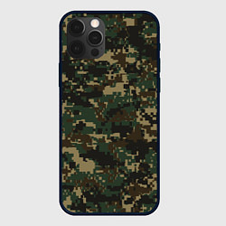 Чехол для iPhone 12 Pro Max Зелено - коричневый камуфляж, цвет: 3D-черный