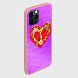 Чехол для iPhone 12 Pro Max Цветы от сердца, цвет: 3D-светло-розовый — фото 2