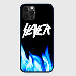 Чехол для iPhone 12 Pro Max Slayer blue fire, цвет: 3D-черный