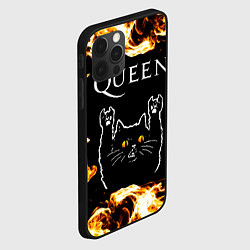 Чехол для iPhone 12 Pro Max Queen рок кот и огонь, цвет: 3D-черный — фото 2