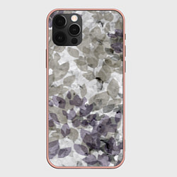 Чехол для iPhone 12 Pro Max Листья серо-зеленый, цвет: 3D-светло-розовый