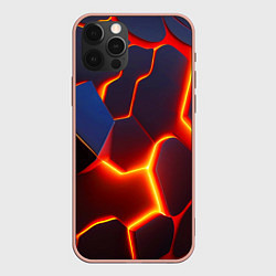 Чехол для iPhone 12 Pro Max Неоновые трещины, цвет: 3D-светло-розовый