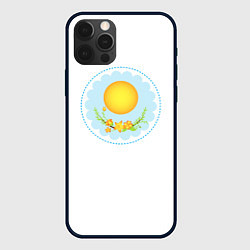Чехол для iPhone 12 Pro Max Солнце и цветы, цвет: 3D-черный