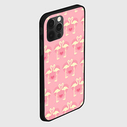 Чехол для iPhone 12 Pro Max Любовный паттерн с фламинго, цвет: 3D-черный — фото 2