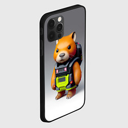 Чехол для iPhone 12 Pro Max Кроха-капибара - киберпанк - нейросеть, цвет: 3D-черный — фото 2