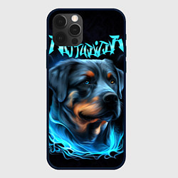 Чехол для iPhone 12 Pro Max Rottweiler and lightnings, цвет: 3D-черный