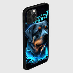 Чехол для iPhone 12 Pro Max Rottweiler and lightnings, цвет: 3D-черный — фото 2