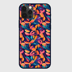 Чехол для iPhone 12 Pro Max Россыпь разноцветных лепестков, цвет: 3D-черный