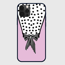 Чехол для iPhone 12 Pro Max Костюм Барби: черный горох с полосатым бантом, цвет: 3D-черный