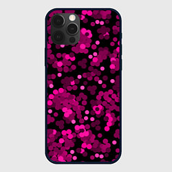 Чехол для iPhone 12 Pro Max Красно розовые конфетти на черном, цвет: 3D-черный