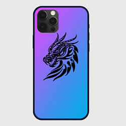 Чехол для iPhone 12 Pro Max Дракон на градиенте, цвет: 3D-черный
