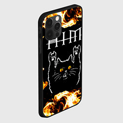 Чехол для iPhone 12 Pro Max HIM рок кот и огонь, цвет: 3D-черный — фото 2