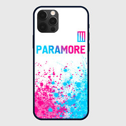 Чехол для iPhone 12 Pro Max Paramore neon gradient style: символ сверху, цвет: 3D-черный