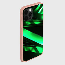 Чехол для iPhone 12 Pro Max Зеленая неоновая абстракция, цвет: 3D-светло-розовый — фото 2