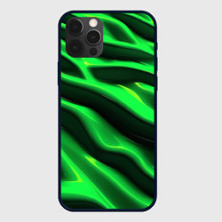 Чехол для iPhone 12 Pro Max Зелено-черный абстрактный фон, цвет: 3D-черный