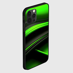 Чехол для iPhone 12 Pro Max Black green textureпоп, цвет: 3D-черный — фото 2