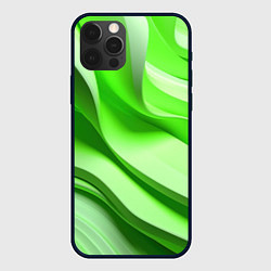 Чехол для iPhone 12 Pro Max Светлые зеленые волны, цвет: 3D-черный