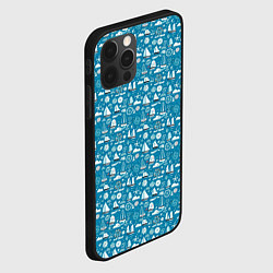 Чехол для iPhone 12 Pro Max Белые кораблики паттерн, цвет: 3D-черный — фото 2