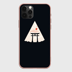 Чехол для iPhone 12 Pro Max Японские ворота Тории в горах, цвет: 3D-светло-розовый