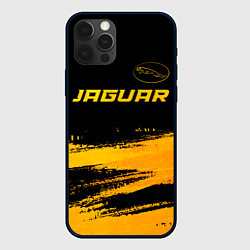 Чехол для iPhone 12 Pro Max Jaguar - gold gradient: символ сверху, цвет: 3D-черный