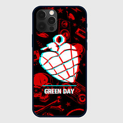 Чехол для iPhone 12 Pro Max Green Day rock glitch, цвет: 3D-черный