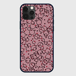 Чехол для iPhone 12 Pro Max Абстракция круги розовый, цвет: 3D-черный