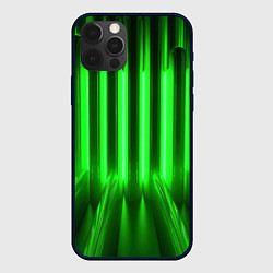 Чехол для iPhone 12 Pro Max Зеленые неоновый световой фон, цвет: 3D-черный