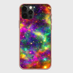 Чехол для iPhone 12 Pro Max Яркий неоновый космос, цвет: 3D-светло-розовый