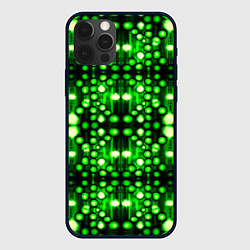 Чехол для iPhone 12 Pro Max Ярко-зелёный точечный узор, цвет: 3D-черный