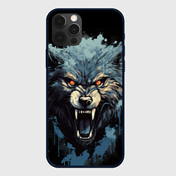 Чехол для iPhone 12 Pro Max Blue black wolf, цвет: 3D-черный