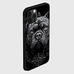 Чехол для iPhone 12 Pro Max Морда бульдога стиль тату, цвет: 3D-черный — фото 2