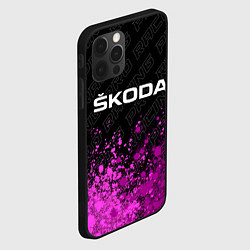 Чехол для iPhone 12 Pro Max Skoda pro racing: символ сверху, цвет: 3D-черный — фото 2