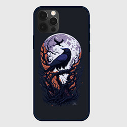 Чехол для iPhone 12 Pro Max Ворон и луна от нейросети, цвет: 3D-черный