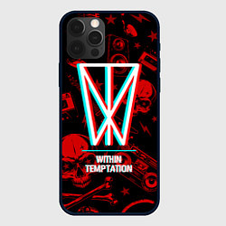 Чехол для iPhone 12 Pro Max Within Temptation rock glitch, цвет: 3D-черный