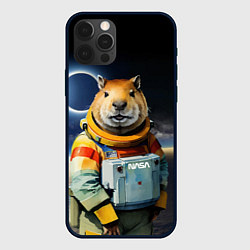 Чехол для iPhone 12 Pro Max Capy astronaut - Nasa - neural network, цвет: 3D-черный