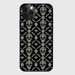 Чехол для iPhone 12 Pro Max Узор с черепами Pattern with skulls, цвет: 3D-черный