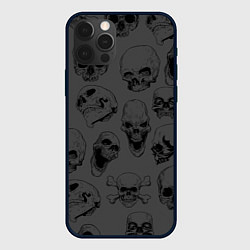 Чехол для iPhone 12 Pro Max Раскиданные черепа, цвет: 3D-черный
