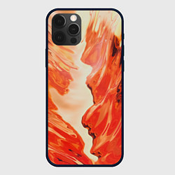 Чехол для iPhone 12 Pro Max Бежевые и красные краски, цвет: 3D-черный
