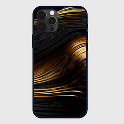 Чехол для iPhone 12 Pro Max Black gold waves, цвет: 3D-черный