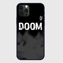 Чехол для iPhone 12 Pro Max Doom glitch на темном фоне: символ сверху, цвет: 3D-черный