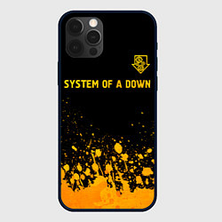 Чехол для iPhone 12 Pro Max System of a Down - gold gradient: символ сверху, цвет: 3D-черный