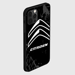 Чехол для iPhone 12 Pro Max Citroen speed на темном фоне со следами шин, цвет: 3D-черный — фото 2