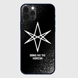 Чехол для iPhone 12 Pro Max Bring Me the Horizon glitch на темном фоне, цвет: 3D-черный