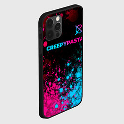 Чехол для iPhone 12 Pro Max CreepyPasta - neon gradient: символ сверху, цвет: 3D-черный — фото 2