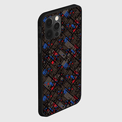 Чехол для iPhone 12 Pro Max Красные, синие, черные фигуры и линии на коричнево, цвет: 3D-черный — фото 2