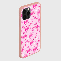 Чехол для iPhone 12 Pro Max Барби, сердечки и цветочки, цвет: 3D-светло-розовый — фото 2