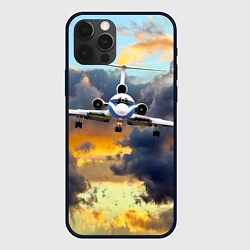 Чехол для iPhone 12 Pro Max Ту-154 Суровый закат, цвет: 3D-черный