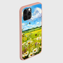 Чехол для iPhone 12 Pro Max Россия - летнее цветочное поле, цвет: 3D-светло-розовый — фото 2