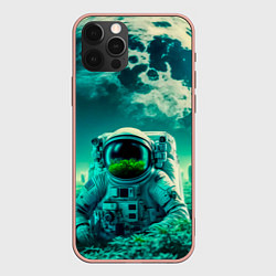 Чехол для iPhone 12 Pro Max Астронавт на зеленой планете, цвет: 3D-светло-розовый