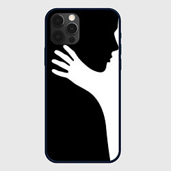 Чехол для iPhone 12 Pro Max Чёрно-белый рисунок, цвет: 3D-черный